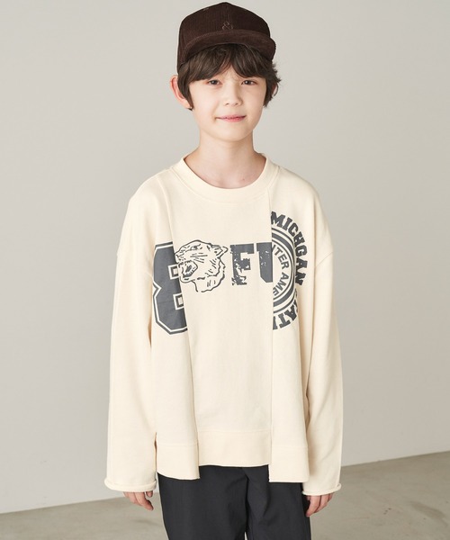 ＆yam（アンドヤム）の「USA裏毛リメイクスウェット（スウェット・キッズ・ブラック/ブルー/ホワイト/ベージュ・120-130cm/140-150cm/130-140cm/110-120cm/150-160cm）」の5枚目の写真