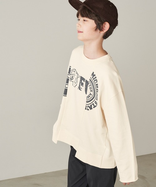 ＆yam（アンドヤム）の「USA裏毛リメイクスウェット（スウェット・キッズ・ブラック/ブルー/ホワイト/ベージュ・120-130cm/140-150cm/130-140cm/110-120cm/150-160cm）」の6枚目の写真