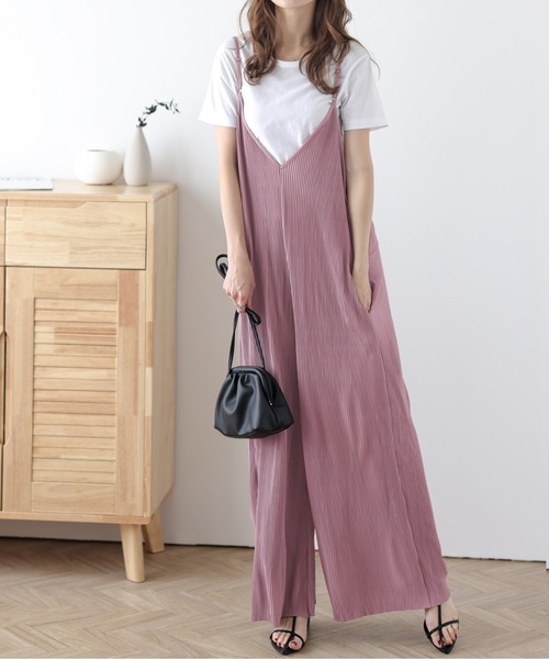 SUGAR BISKET（シュガービスケット）の「カットオフプリーツサロペット（サロペット/オーバーオール・レディース・グレイッシュベージュ/ブラウン/ブラック/ミント/ピンク・M/L）」の5枚目の写真