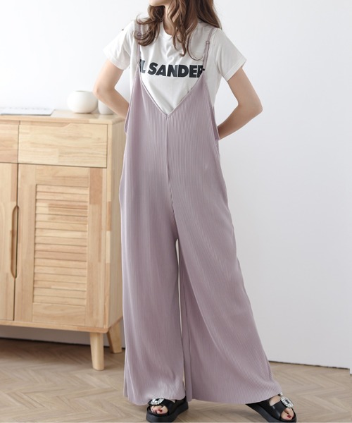 SUGAR BISKET（シュガービスケット）の「カットオフプリーツサロペット（サロペット/オーバーオール・レディース・グレイッシュベージュ/ブラウン/ブラック/ミント/ピンク・M/L）」の3枚目の写真