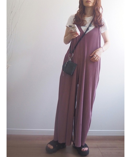 SUGAR BISKET（シュガービスケット）の「カットオフプリーツサロペット（サロペット/オーバーオール・レディース・グレイッシュベージュ/ブラウン/ブラック/ミント/ピンク・M/L）」の9枚目の写真