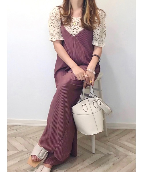 SUGAR BISKET（シュガービスケット）の「カットオフプリーツサロペット（サロペット/オーバーオール・レディース・グレイッシュベージュ/ブラウン/ブラック/ミント/ピンク・M/L）」の7枚目の写真