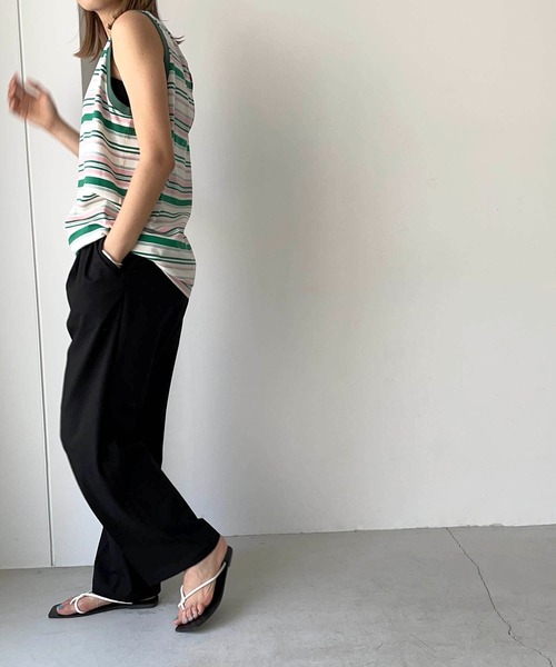 CANAL JEAN(キャナルジーン)の「RED CHOP WORKS(レッドチョップワークス) マルチボーダータンクトップ(タンクトップ・レディース・ネイビー/グリーン・38)」の8枚目の写真