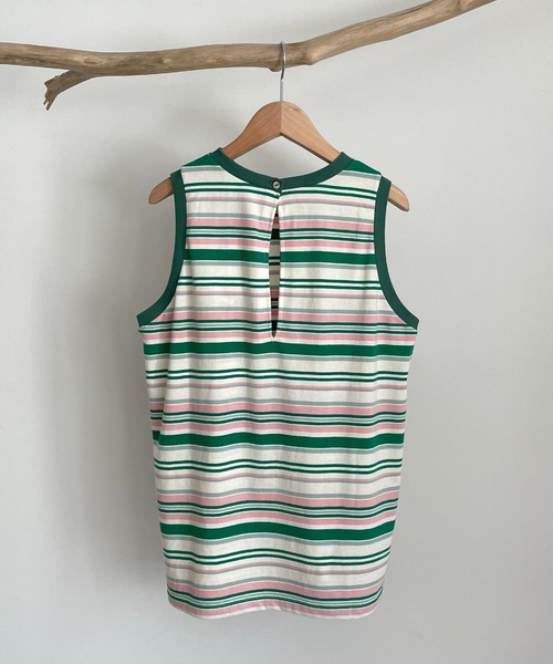 CANAL JEAN(キャナルジーン)の「RED CHOP WORKS(レッドチョップワークス) マルチボーダータンクトップ(タンクトップ・レディース・ネイビー/グリーン・38)」の11枚目の写真