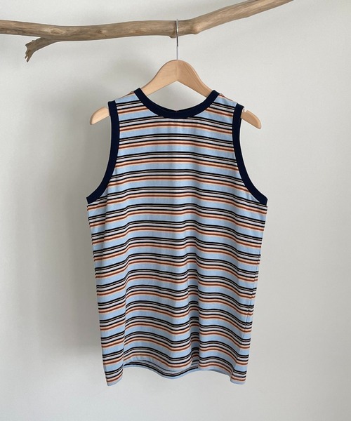 CANAL JEAN(キャナルジーン)の「RED CHOP WORKS(レッドチョップワークス) マルチボーダータンクトップ(タンクトップ・レディース・ネイビー/グリーン・38)」の12枚目の写真