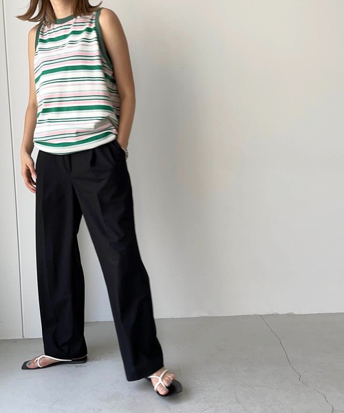 CANAL JEAN(キャナルジーン)の「RED CHOP WORKS(レッドチョップワークス) マルチボーダータンクトップ(タンクトップ・レディース・ネイビー/グリーン・38)」の13枚目の写真