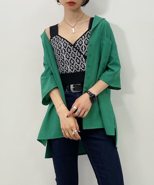 PAGEBOY(ページボーイ)の「クリアルーズセットアップシャツ(シャツ/ブラウス・レディース・ブラック/グリーン/グレイッシュベージュ・FREE)」の11枚目の写真