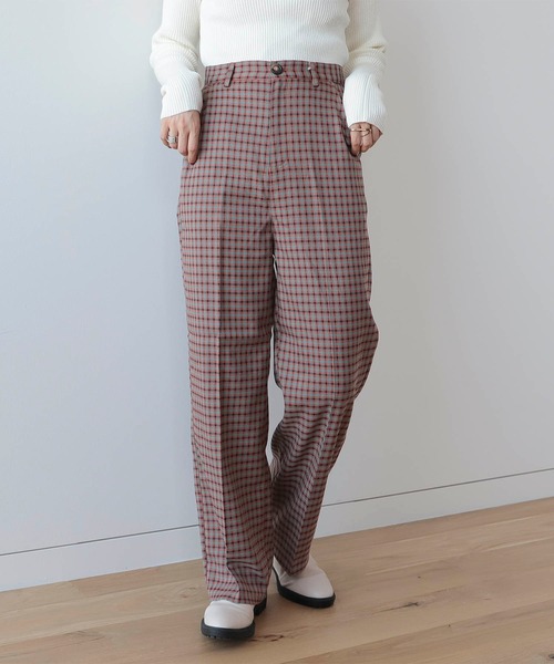 BeAMS DOT(ビームスドット)の「【WEB限定】BeAMS DOT / チェック柄 スラックスパンツ(スラックス・レディース・ブラウン/オレンジ・SMALL/MEDIUM)」の1枚目の写真