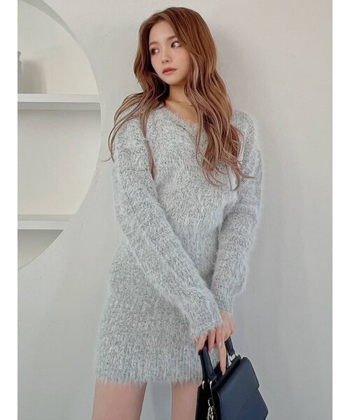 RESEXXY（リゼクシー）の「シャギーミニワンピース（ワンピース・レディース・ホワイト/その他1/ブラック/ピンク/ベージュ・FREE）」の7枚目の写真