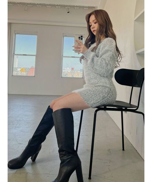 RESEXXY（リゼクシー）の「シャギーミニワンピース（ワンピース・レディース・ホワイト/その他1/ブラック/ピンク/ベージュ・FREE）」の9枚目の写真