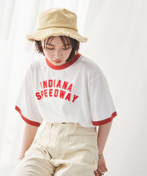 coen（コーエン）の「フロッキープリントリンガーTシャツ（Tシャツ/カットソー・レディース・ベージュ/ライトグレー/オフホワイト・LARGE/MEDIUM）」の5枚目の写真