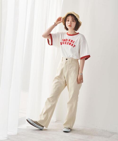 coen（コーエン）の「フロッキープリントリンガーTシャツ（Tシャツ/カットソー・レディース・ベージュ/ライトグレー/オフホワイト・LARGE/MEDIUM）」の6枚目の写真