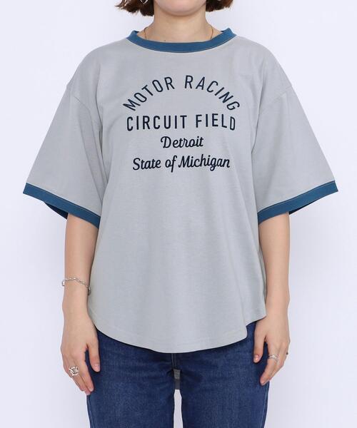 coen（コーエン）の「フロッキープリントリンガーTシャツ（Tシャツ/カットソー・レディース・ベージュ/ライトグレー/オフホワイト・LARGE/MEDIUM）」の13枚目の写真