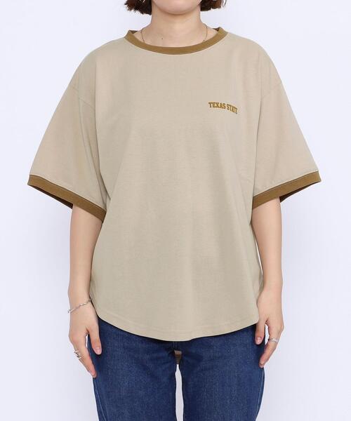 coen（コーエン）の「フロッキープリントリンガーTシャツ（Tシャツ/カットソー・レディース・ベージュ/ライトグレー/オフホワイト・LARGE/MEDIUM）」の14枚目の写真