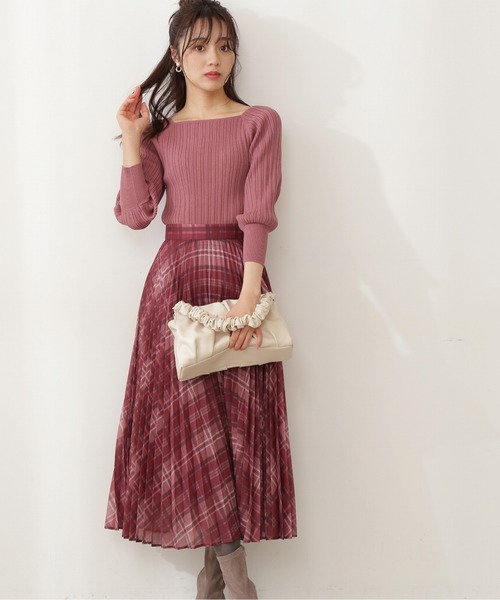 PROPORTION BODY DRESSING(プロポーションボディドレッシング)の「アイレットリブマトンスリーブニット / 1211270903(ニット/セーター・レディース・オフホワイト/ピンク系その他2/パープル・FREE)」の7枚目の写真