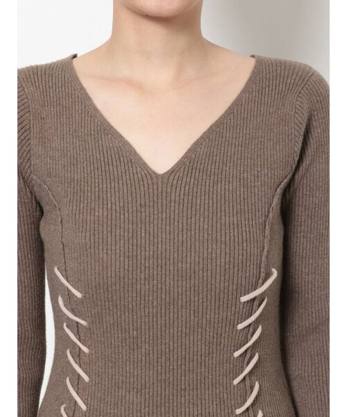 MERCURYDUO(マーキュリーデュオ)の「レースアップロングニットワンピース(ワンピース・レディース・ブラック/ブルー/ブラウン・FREE)」の8枚目の写真