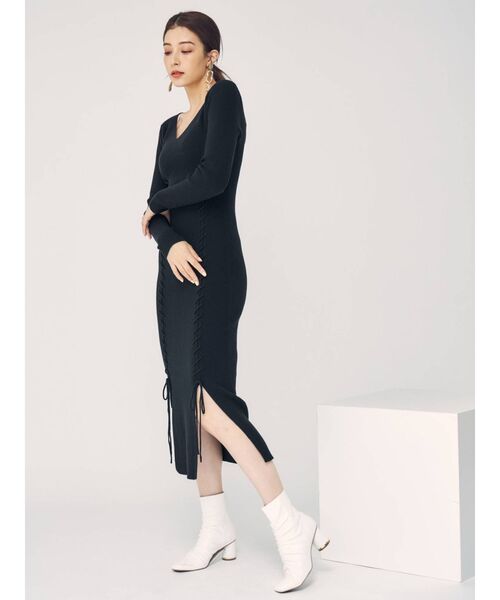 MERCURYDUO(マーキュリーデュオ)の「レースアップロングニットワンピース(ワンピース・レディース・ブラック/ブルー/ブラウン・FREE)」の15枚目の写真