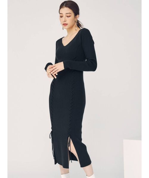 MERCURYDUO(マーキュリーデュオ)の「レースアップロングニットワンピース(ワンピース・レディース・ブラック/ブルー/ブラウン・FREE)」の17枚目の写真