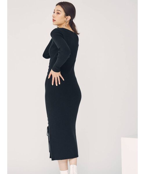 MERCURYDUO(マーキュリーデュオ)の「レースアップロングニットワンピース(ワンピース・レディース・ブラック/ブルー/ブラウン・FREE)」の18枚目の写真