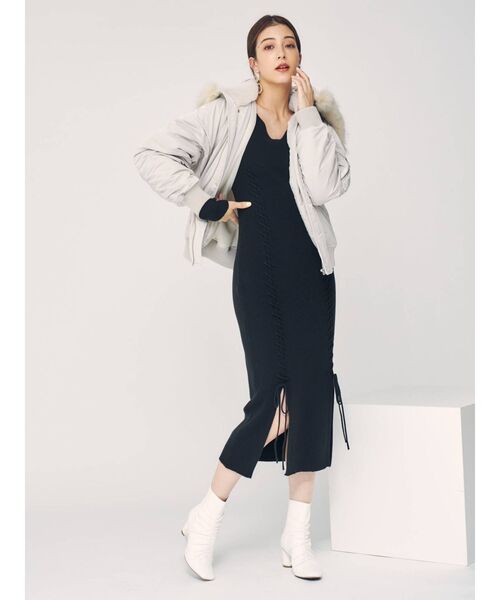 MERCURYDUO(マーキュリーデュオ)の「レースアップロングニットワンピース(ワンピース・レディース・ブラック/ブルー/ブラウン・FREE)」の21枚目の写真