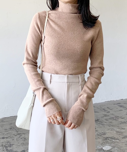 LIAN（リアン）の「12Gルーズタートルニット（ニット/セーター・レディース・ブラウン/ベージュ/ブラック/アイボリー/グリーン/ブルー/ピンク/オレンジ/キャメル/グレー/レッド/その他・FREE）」の5枚目の写真