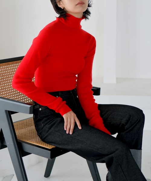 LIAN（リアン）の「12Gルーズタートルニット（ニット/セーター・レディース・ブラウン/ベージュ/ブラック/アイボリー/グリーン/ブルー/ピンク/オレンジ/キャメル/グレー/レッド/その他・FREE）」の10枚目の写真