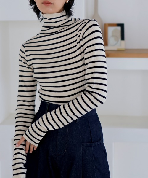 LIAN（リアン）の「12Gルーズタートルニット（ニット/セーター・レディース・ブラウン/ベージュ/ブラック/アイボリー/グリーン/ブルー/ピンク/オレンジ/キャメル/グレー/レッド/その他・FREE）」の12枚目の写真