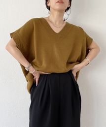 over size HOSOMIE vest / オーバーサイズ細見えニットベスト