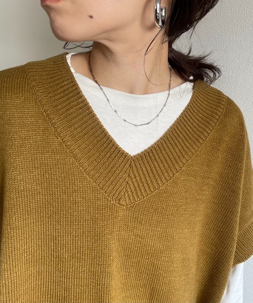 wee9s(ウィークス)の「over size HOSOMIE vest / オーバーサイズ細見えニットベスト(ベスト・レディース・マスタード/アイボリー/ブラック・FREE)」の20枚目の写真