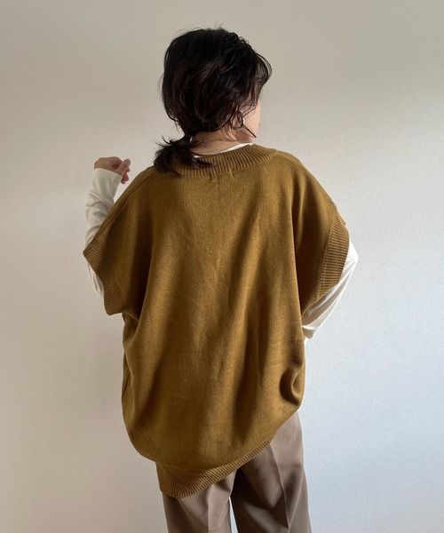 wee9s(ウィークス)の「over size HOSOMIE vest / オーバーサイズ細見えニットベスト(ベスト・レディース・マスタード/アイボリー/ブラック・FREE)」の11枚目の写真