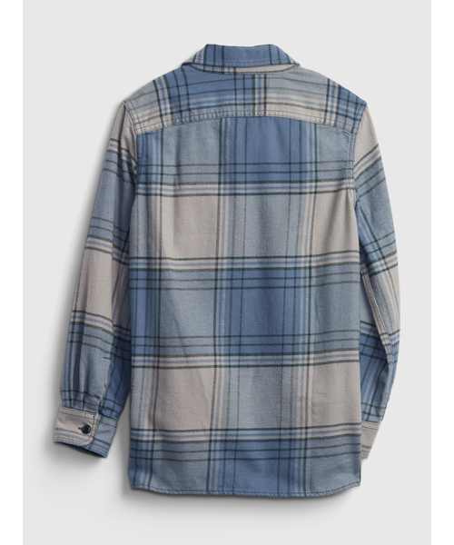 GAP（ギャップ）の「オーガニックコットン100% フランネルシャツ (キッズ)（シャツ/ブラウス・キッズ・エンジ/ダルブルー系/マルーン・XL/M/L/XXL/S/XS）」の4枚目の写真
