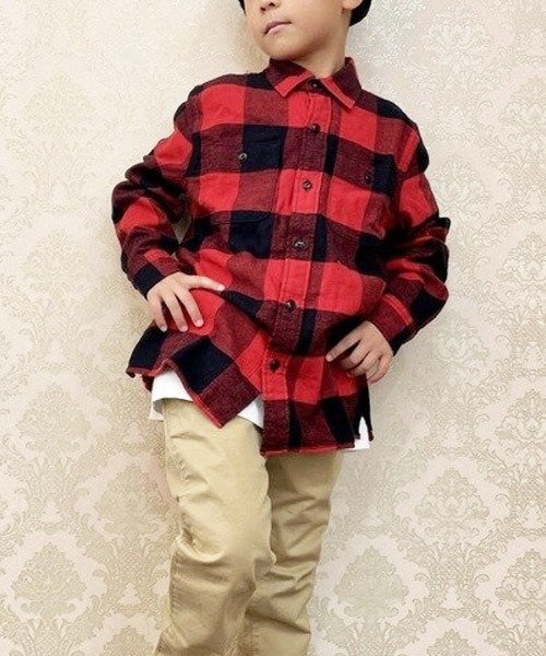 GAP（ギャップ）の「オーガニックコットン100% フランネルシャツ (キッズ)（シャツ/ブラウス・キッズ・エンジ/ダルブルー系/マルーン・XL/M/L/XXL/S/XS）」の3枚目の写真