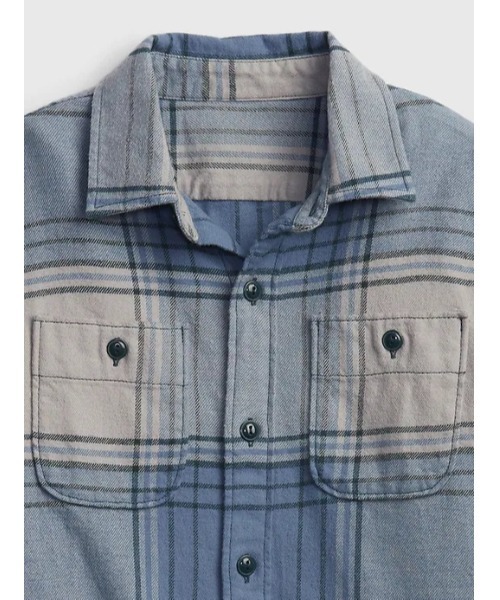 GAP（ギャップ）の「オーガニックコットン100% フランネルシャツ (キッズ)（シャツ/ブラウス・キッズ・エンジ/ダルブルー系/マルーン・XL/M/L/XXL/S/XS）」の5枚目の写真