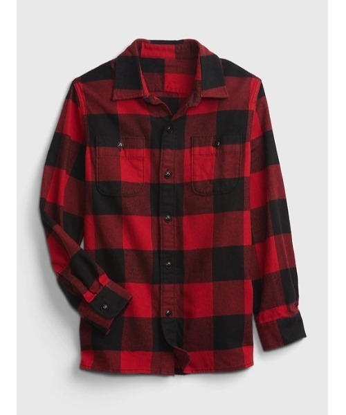 GAP（ギャップ）の「オーガニックコットン100% フランネルシャツ (キッズ)（シャツ/ブラウス・キッズ・エンジ/ダルブルー系/マルーン・XL/M/L/XXL/S/XS）」の6枚目の写真