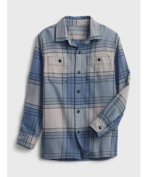 GAP（ギャップ）の「オーガニックコットン100% フランネルシャツ (キッズ)（シャツ/ブラウス・キッズ・エンジ/ダルブルー系/マルーン・XL/M/L/XXL/S/XS）」の9枚目の写真