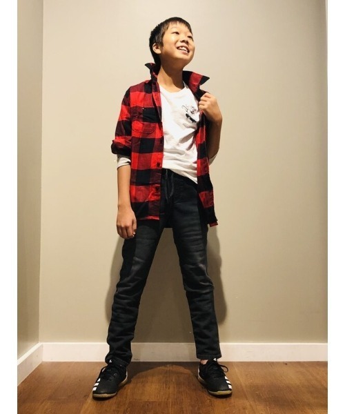 GAP（ギャップ）の「オーガニックコットン100% フランネルシャツ (キッズ)（シャツ/ブラウス・キッズ・エンジ/ダルブルー系/マルーン・XL/M/L/XXL/S/XS）」の14枚目の写真