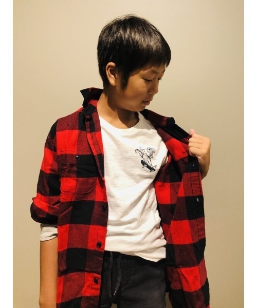 GAP（ギャップ）の「オーガニックコットン100% フランネルシャツ (キッズ)（シャツ/ブラウス・キッズ・エンジ/ダルブルー系/マルーン・XL/M/L/XXL/S/XS）」の15枚目の写真