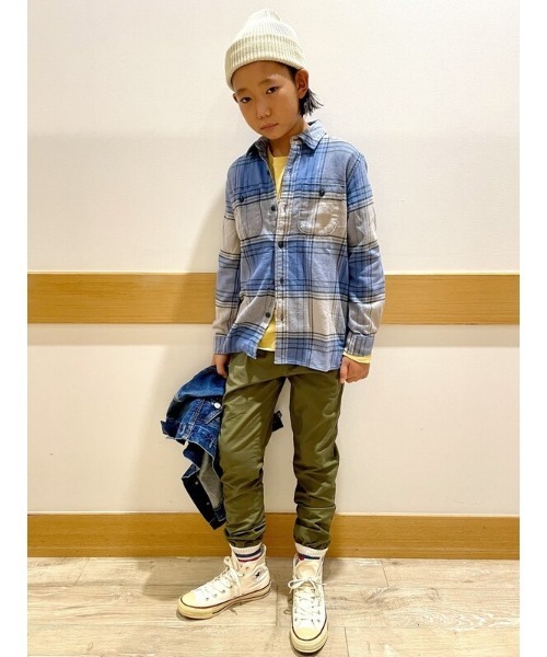 GAP（ギャップ）の「オーガニックコットン100% フランネルシャツ (キッズ)（シャツ/ブラウス・キッズ・エンジ/ダルブルー系/マルーン・XL/M/L/XXL/S/XS）」の17枚目の写真