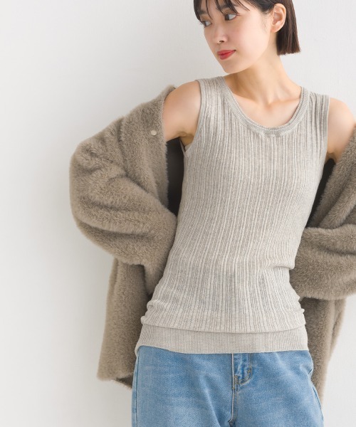 OMNES（オムネス）の「ランダムテレコニット タンクトップ（タンクトップ・レディース・ホワイト/ブラック/グレー/オートミール/ホワイト系その他/ブラック系その他/グレー系その他/グリーン系その他/グレイッシュベージュ/チャコール・FREE）」の8枚目の写真