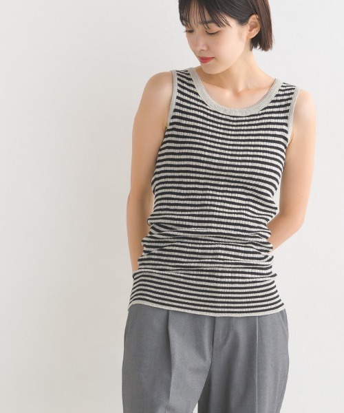 OMNES（オムネス）の「ランダムテレコニット タンクトップ（タンクトップ・レディース・ホワイト/ブラック/グレー/オートミール/ホワイト系その他/ブラック系その他/グレー系その他/グリーン系その他/グレイッシュベージュ/チャコール・FREE）」の4枚目の写真