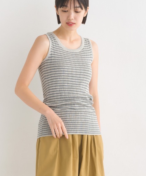 OMNES（オムネス）の「ランダムテレコニット タンクトップ（タンクトップ・レディース・ホワイト/ブラック/グレー/オートミール/ホワイト系その他/ブラック系その他/グレー系その他/グリーン系その他/グレイッシュベージュ/チャコール・FREE）」の6枚目の写真