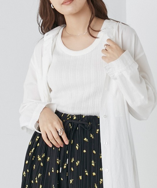 OMNES（オムネス）の「ランダムテレコニット タンクトップ（タンクトップ・レディース・ホワイト/ブラック/グレー/オートミール/ホワイト系その他/ブラック系その他/グレー系その他/グリーン系その他/グレイッシュベージュ/チャコール・FREE）」の2枚目の写真