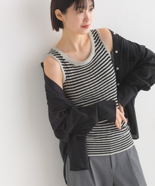 BLATE タンクトップ➕ニット GeeRA（ジーラ） タンクトップ ノースリーブ 夏にぴったり。2WAY配色