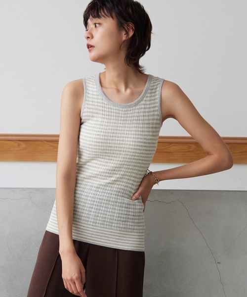OMNES（オムネス）の「ランダムテレコニット タンクトップ（タンクトップ・レディース・ホワイト/ブラック/グレー/オートミール/ホワイト系その他/ブラック系その他/グレー系その他/グリーン系その他/グレイッシュベージュ/チャコール・FREE）」の20枚目の写真