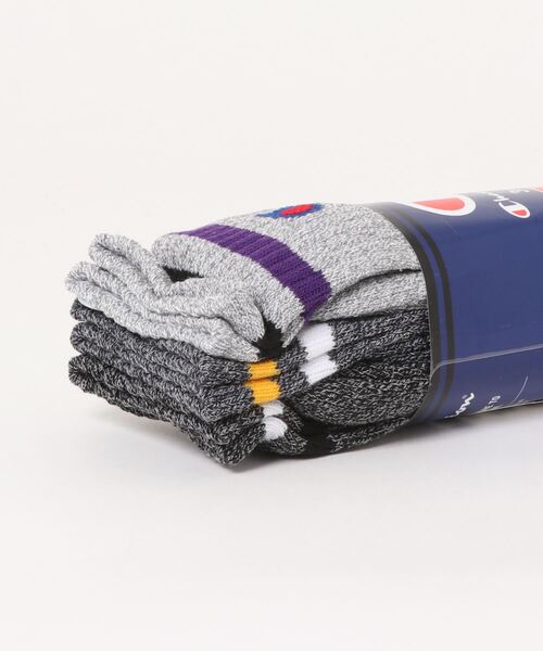 Champion（チャンピオン）の「【CHAMPION/チャンピオン】ライン入りクルー丈ソックス　3足組 CMSCQ001（ソックス/靴下・メンズ・ネイビー/ホワイト・MEDIUM）」の4枚目の写真