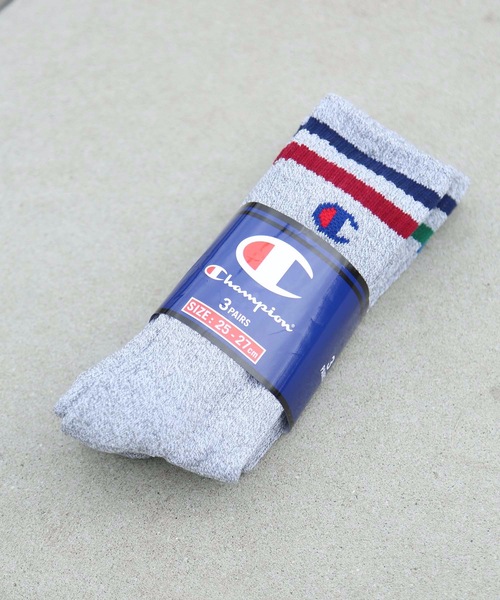 Champion（チャンピオン）の「【CHAMPION/チャンピオン】ライン入りクルー丈ソックス　3足組 CMSCQ001（ソックス/靴下・メンズ・ネイビー/ホワイト・MEDIUM）」の5枚目の写真