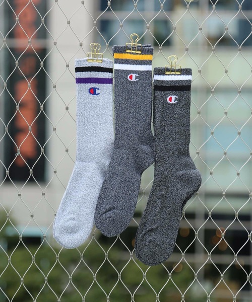 Champion（チャンピオン）の「【CHAMPION/チャンピオン】ライン入りクルー丈ソックス　3足組 CMSCQ001（ソックス/靴下・メンズ・ネイビー/ホワイト・MEDIUM）」の9枚目の写真