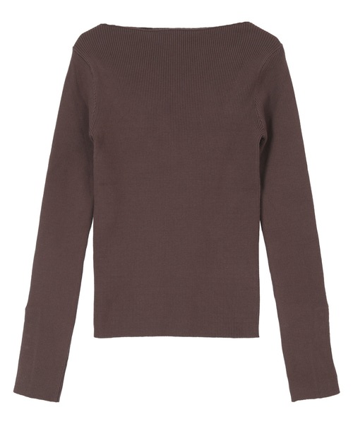 ボートネックゴールド釦デザインニット