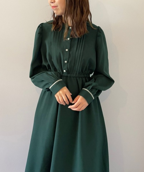 OLIVE des OLIVE（オリーブデオリーブ）の「【人気アイテム再入荷】レトロなパイピングが映える！すずらん長袖ワンピース（ワンピース・レディース・サックスブルー/グリーン/ブラウン/ブラック/ラベンダー・FREE）」の11枚目の写真