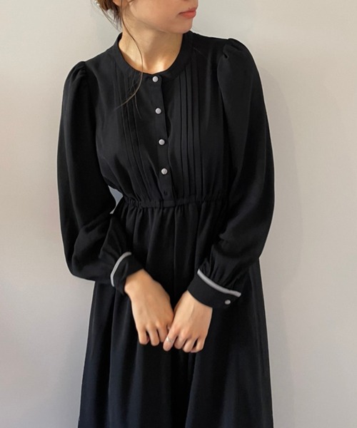 OLIVE des OLIVE（オリーブデオリーブ）の「【人気アイテム再入荷】レトロなパイピングが映える！すずらん長袖ワンピース（ワンピース・レディース・サックスブルー/グリーン/ブラウン/ブラック/ラベンダー・FREE）」の15枚目の写真